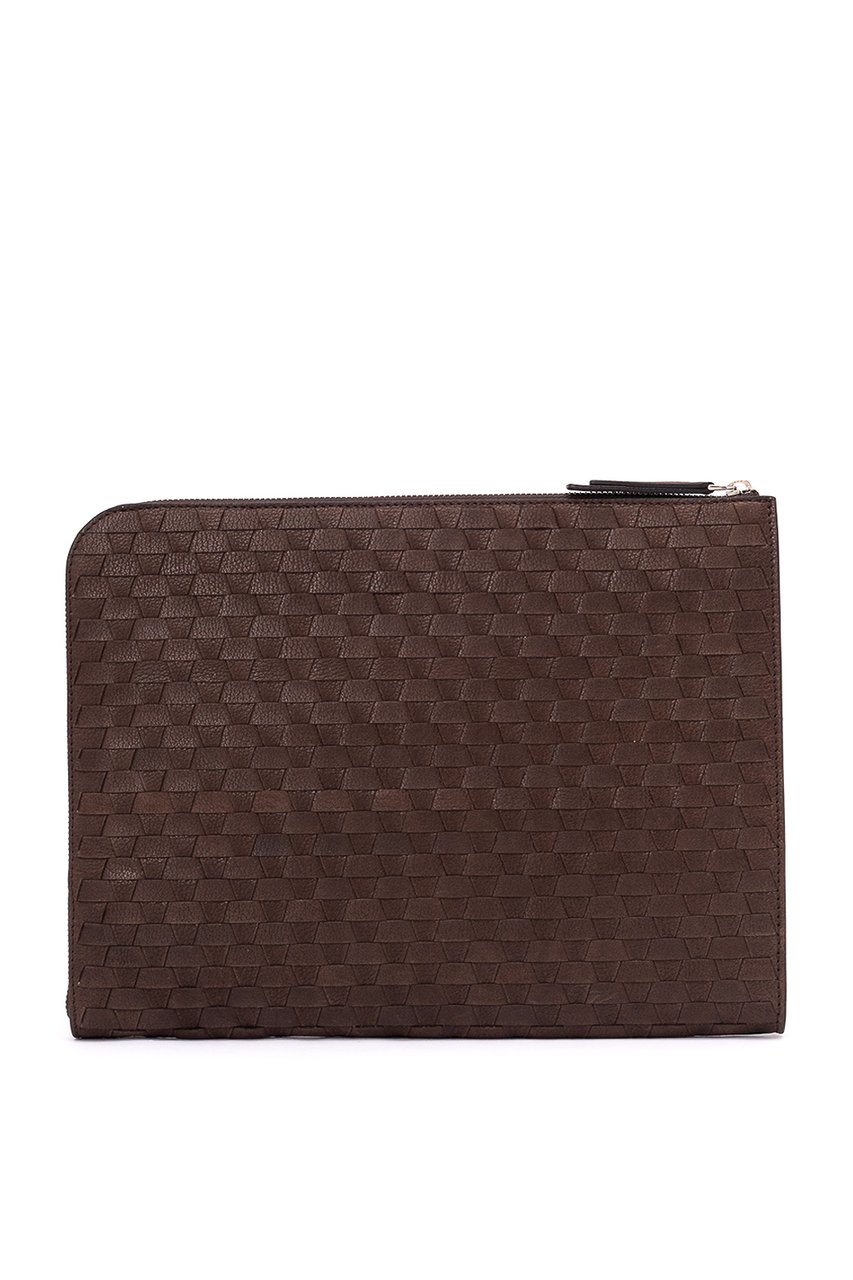 Orciani Woven Leather Document Pouch Zwart