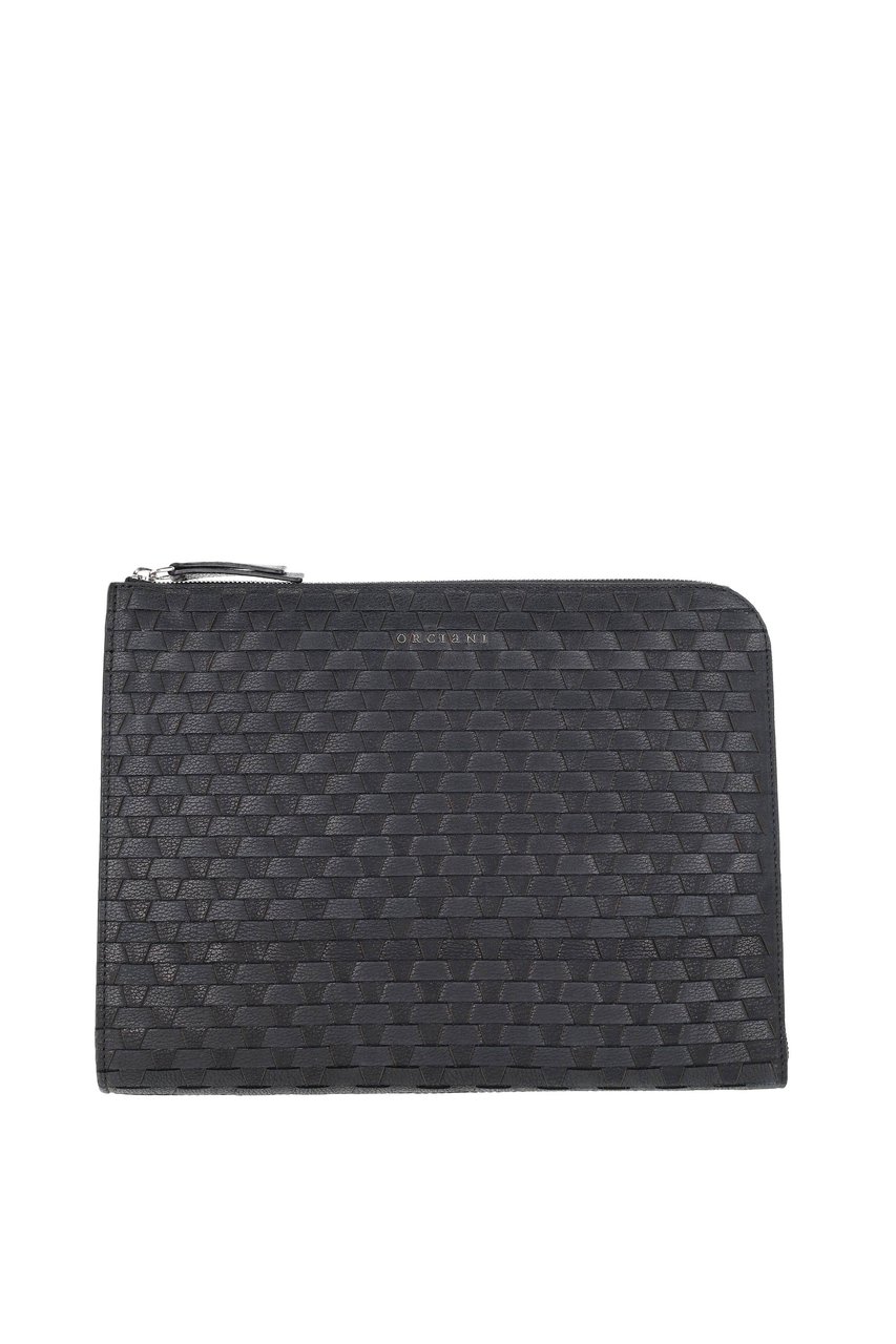 Orciani Woven Leather Document Holder Grijs