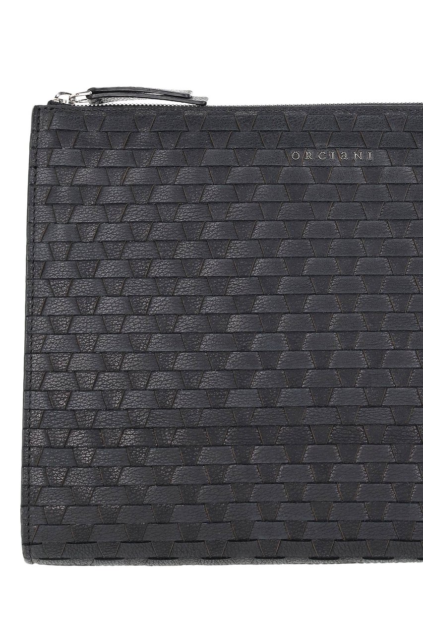 Orciani Woven Leather Document Holder Grijs