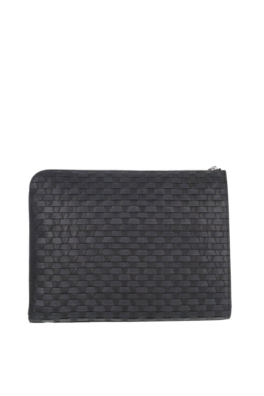 Orciani Woven Leather Document Holder Grijs