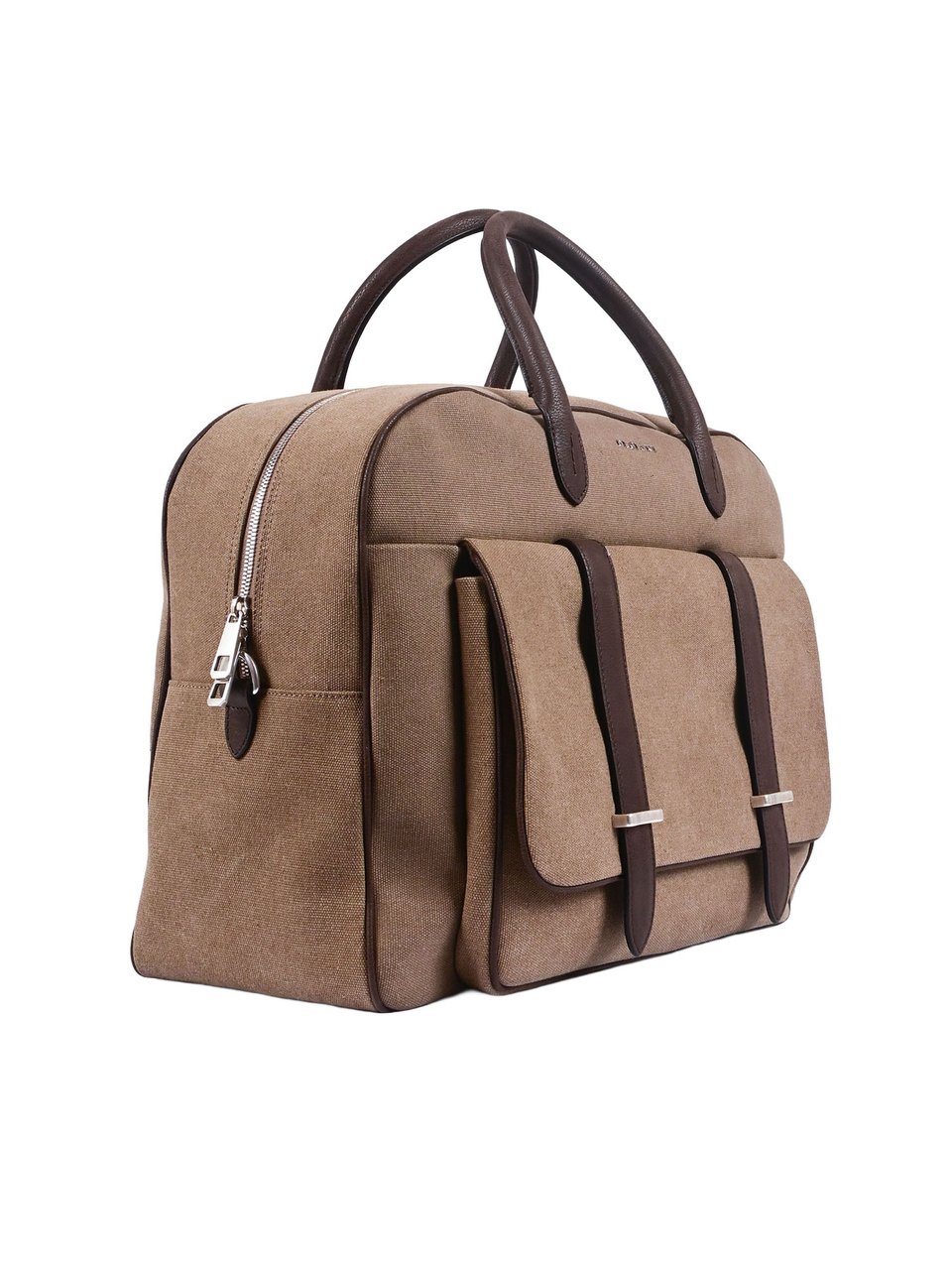 Orciani Structured Brown Leather Shoulder Bag Bruin