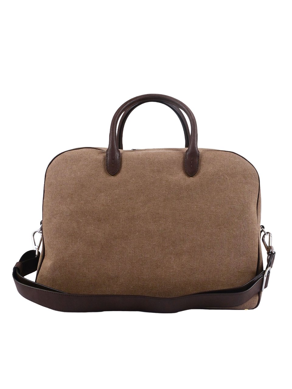Orciani Structured Brown Leather Shoulder Bag Bruin