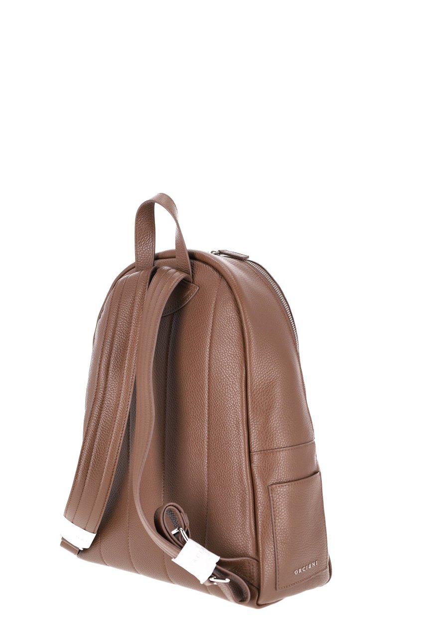 Orciani Pebbled Leather Handcrafted Urban Backpack Bruin