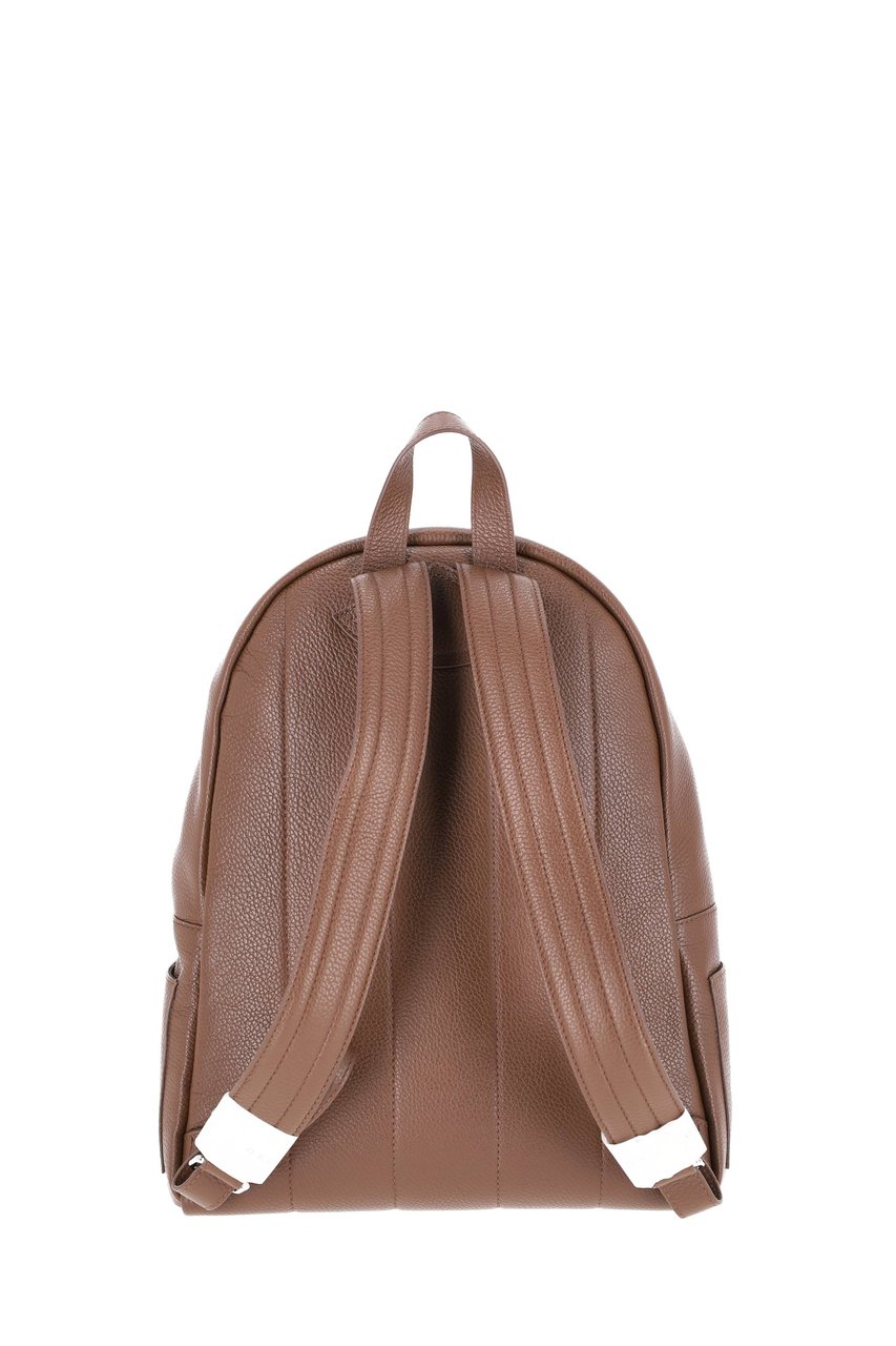Orciani Pebbled Leather Handcrafted Urban Backpack Bruin