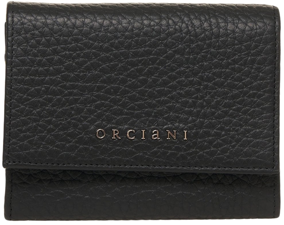 Orciani Portafoglio in pelle martellata Zwart