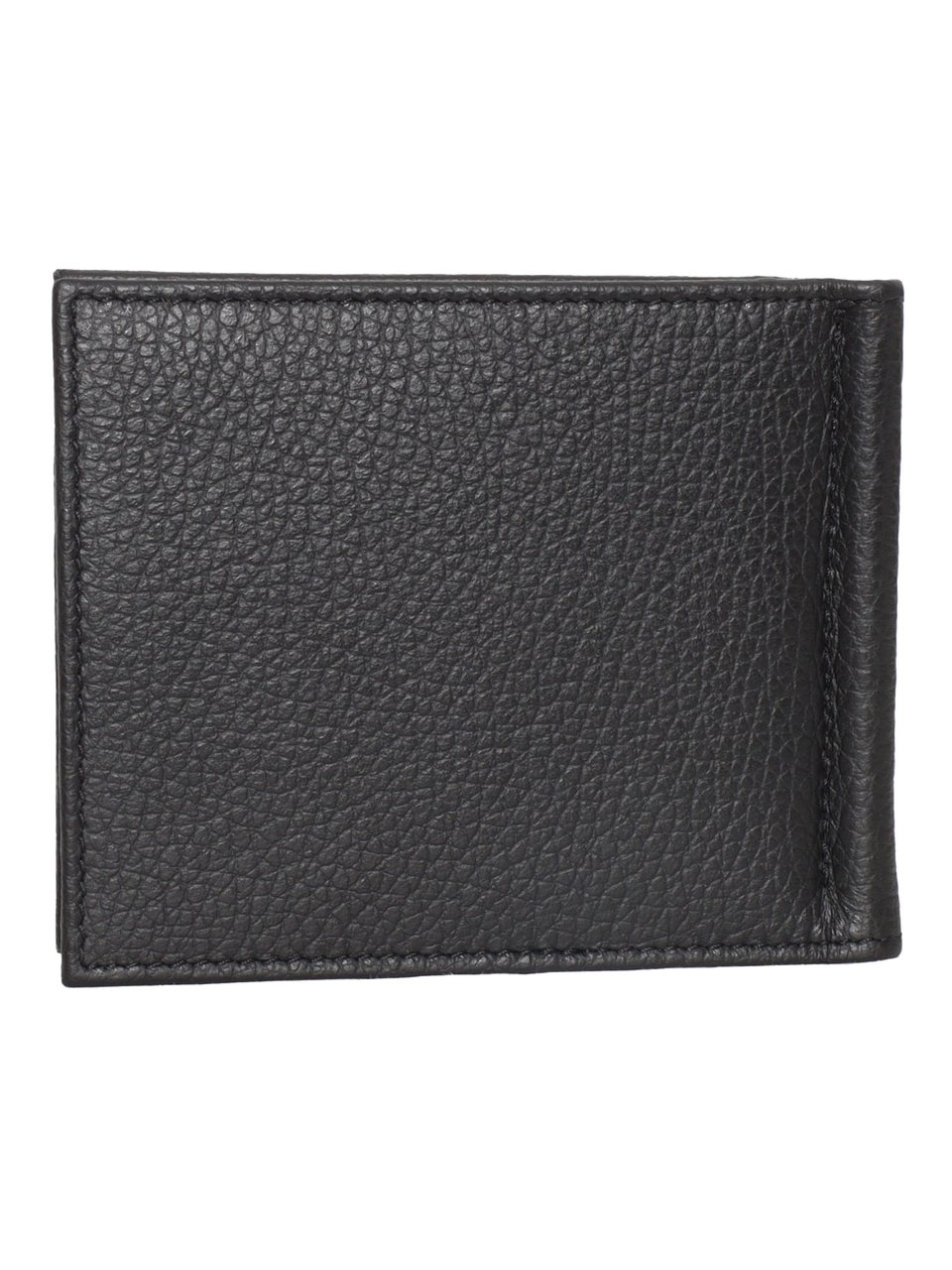 Orciani Textured Leather Compact Silver Wallet Zwart