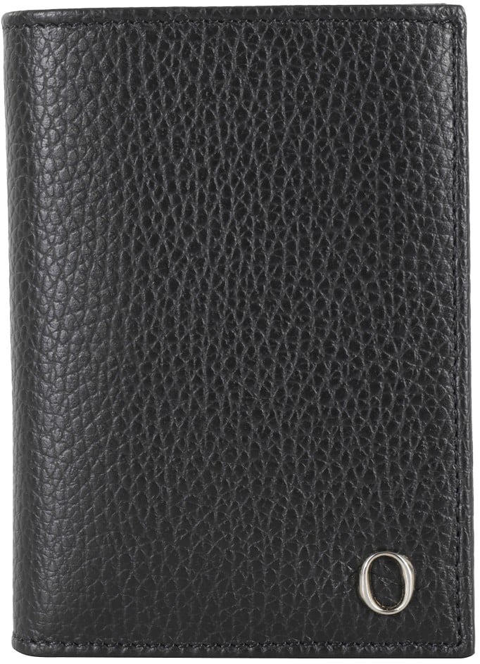 Orciani Textured Leather Vertical Wallet Zwart