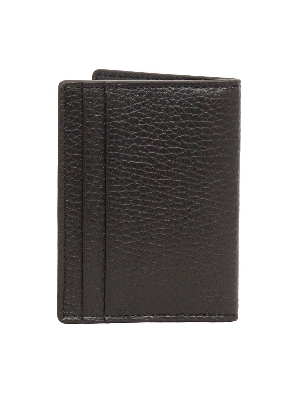 Orciani Textured Black Calf Leather Cardholder Zwart