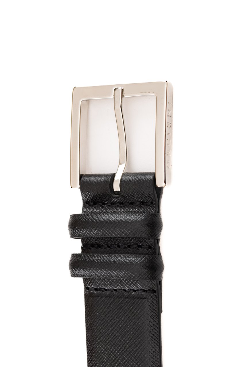 Orciani Classic Saffiano Leather Belt Zwart
