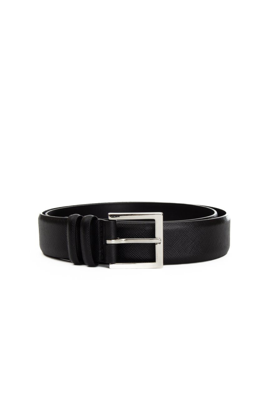 Orciani Classic Saffiano Leather Belt Zwart