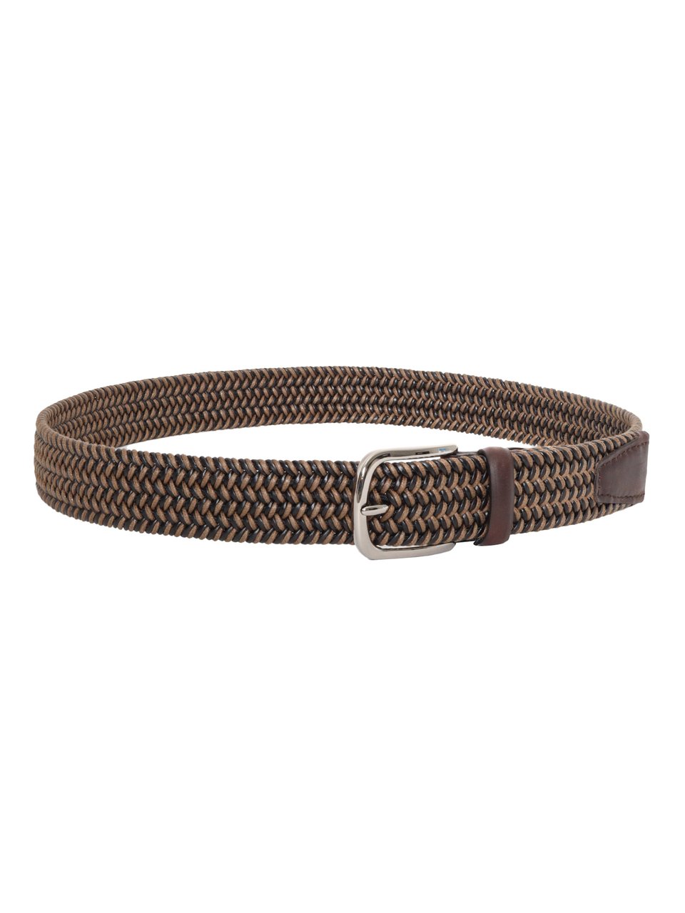 Orciani Braided Elastic Waxed Cotton Belt Bruin