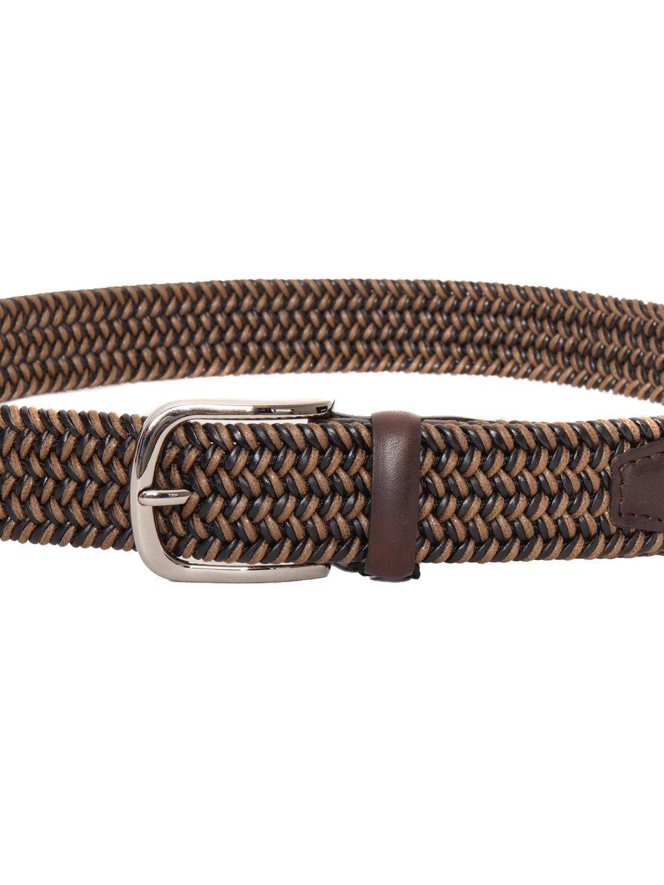 Orciani Braided Elastic Waxed Cotton Belt Bruin