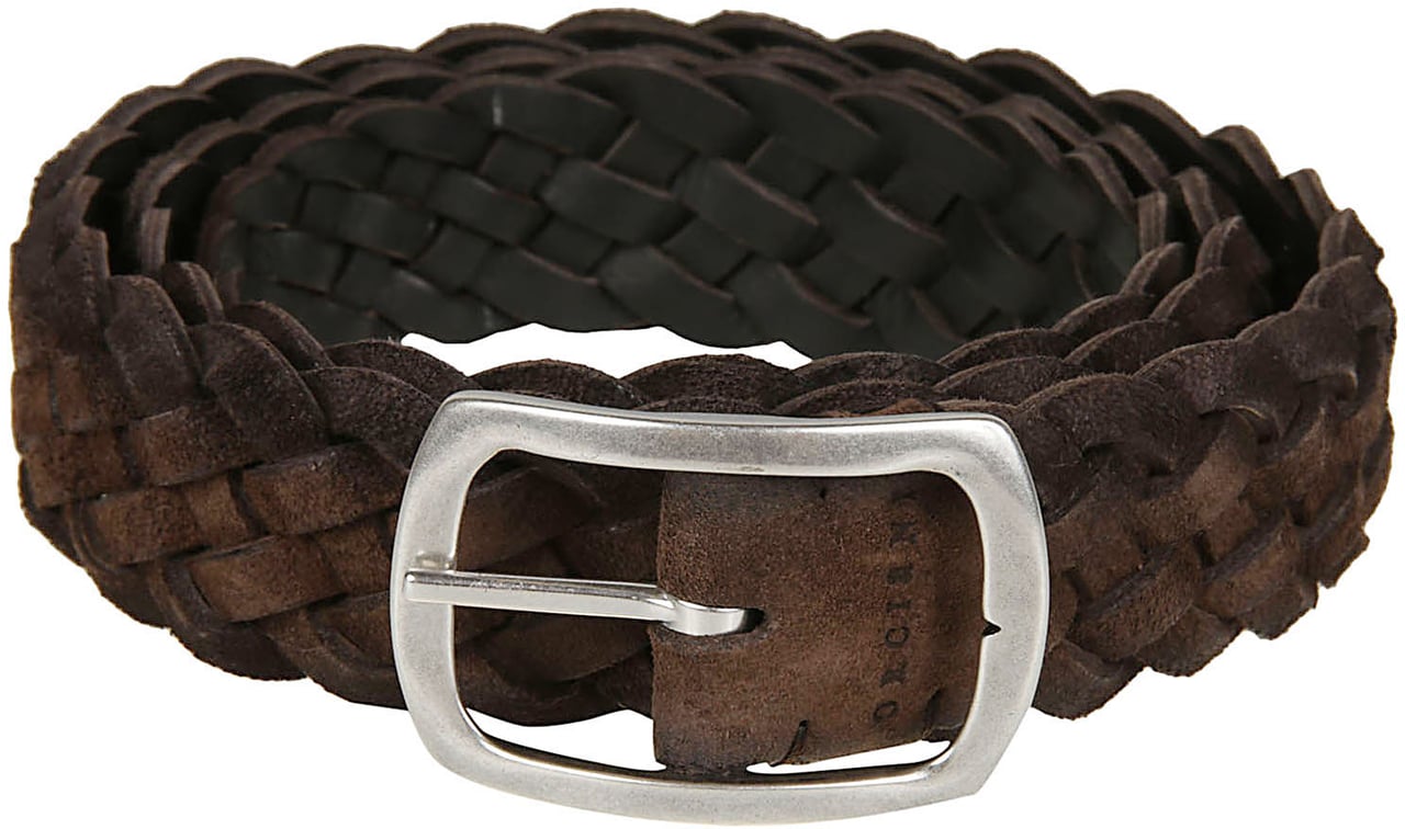 Orciani Reversible Hunting Double Braided Belt Brown Bruin