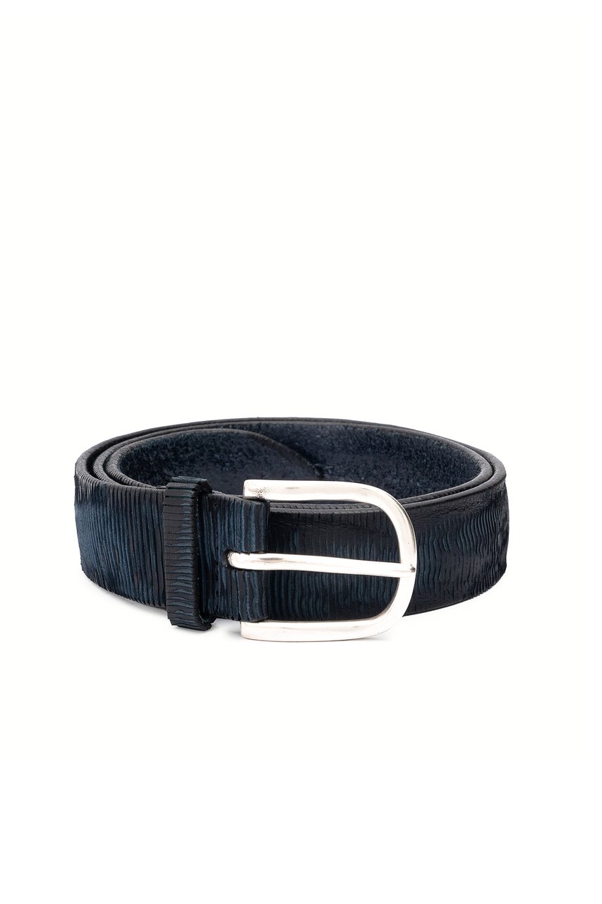 Orciani Lamellar Leather Belt Zwart