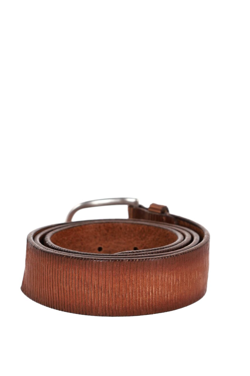 Orciani Lamellar Leather Belt Bruin