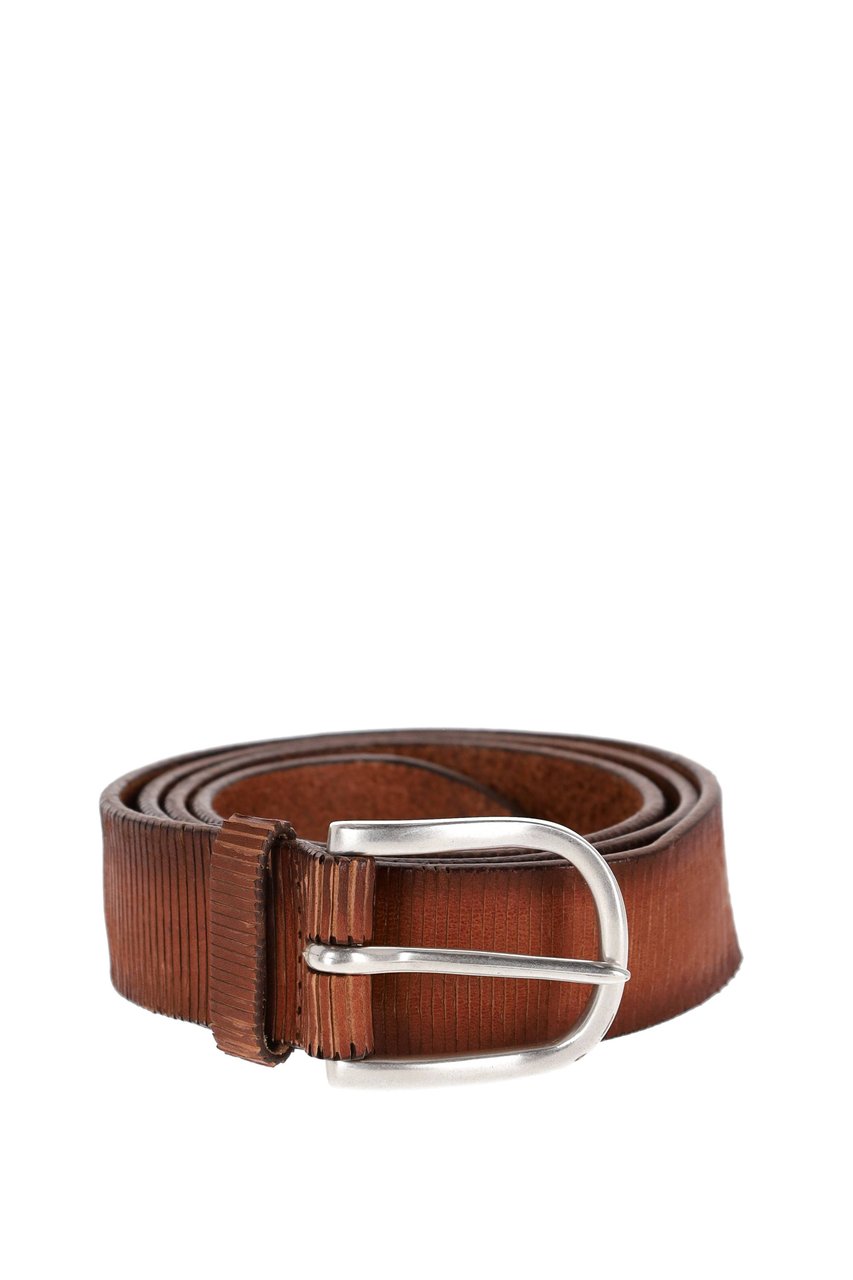 Orciani Lamellar Leather Belt Bruin