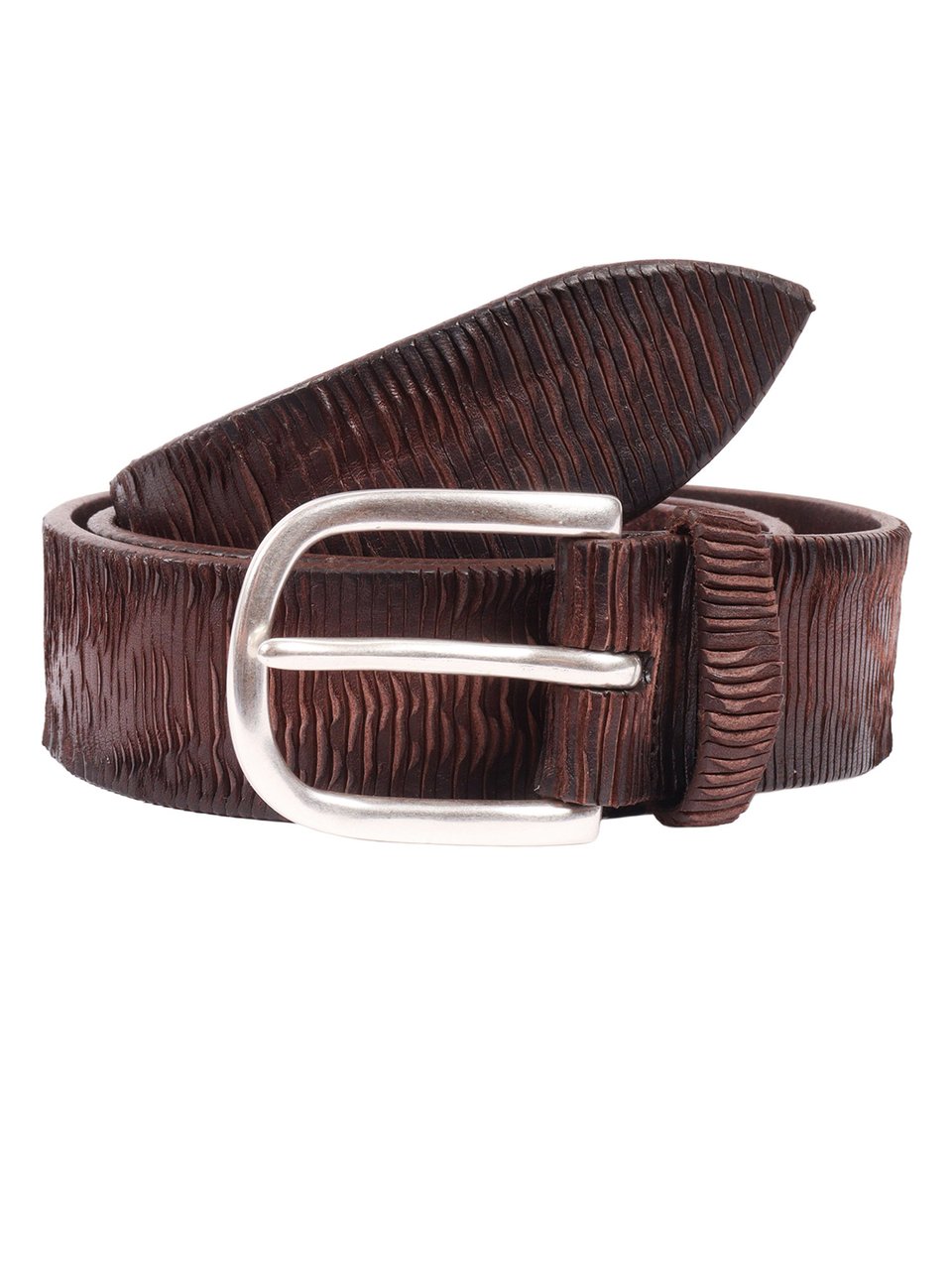 Orciani Dark Brown Textured Calf Belt Zwart