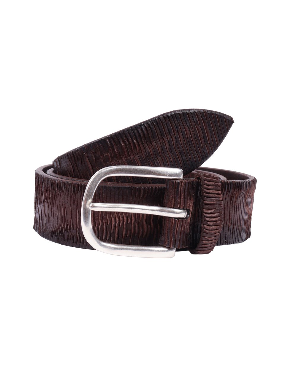 Orciani Dark Brown Textured Calf Belt Zwart