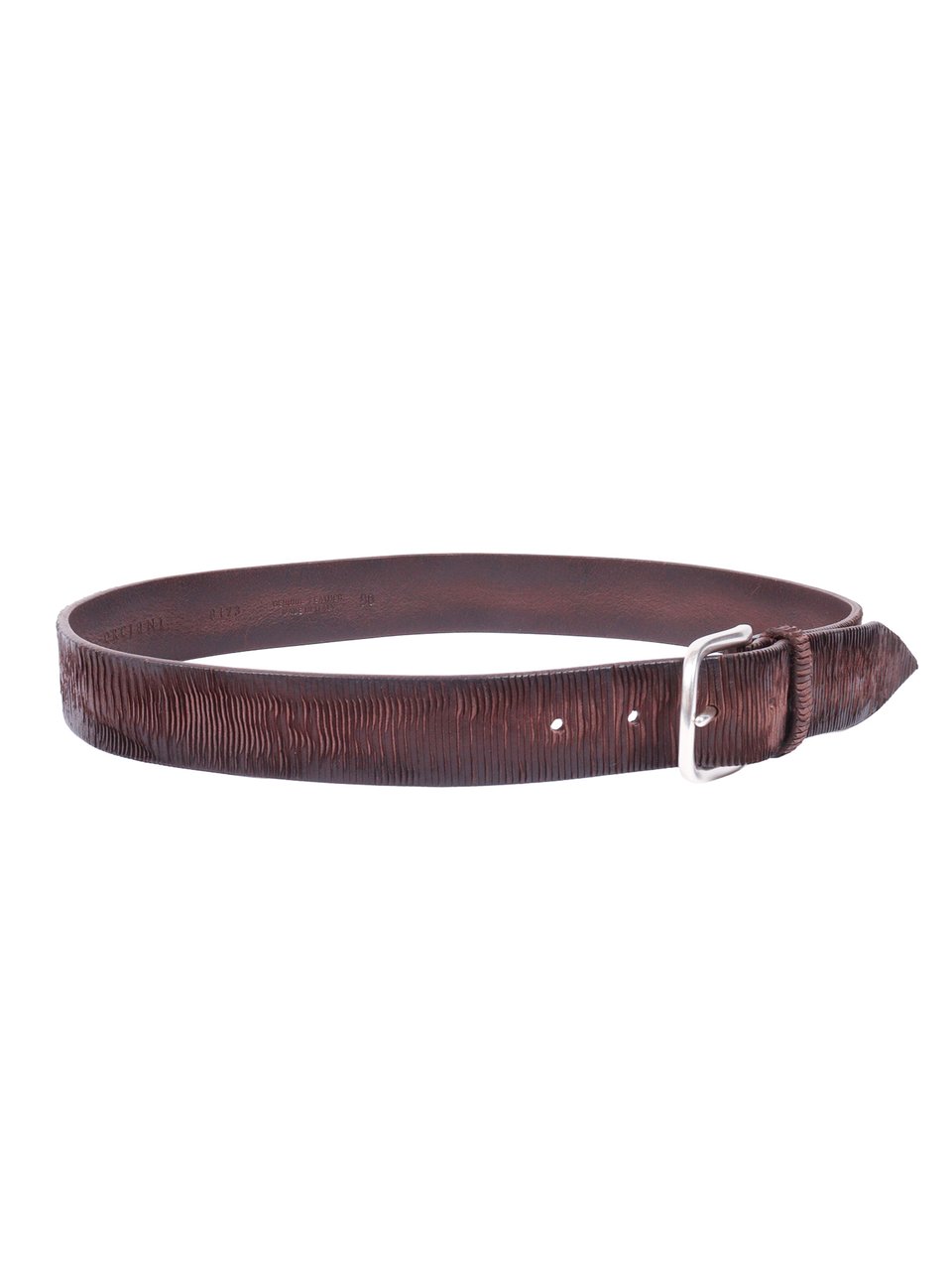 Orciani Dark Brown Textured Calf Belt Zwart