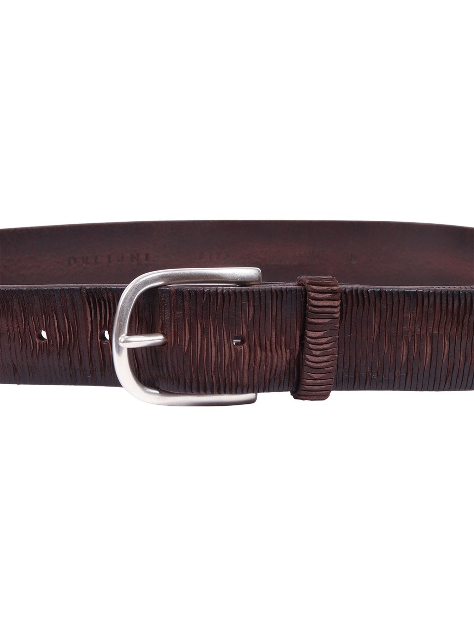 Orciani Dark Brown Textured Calf Belt Zwart