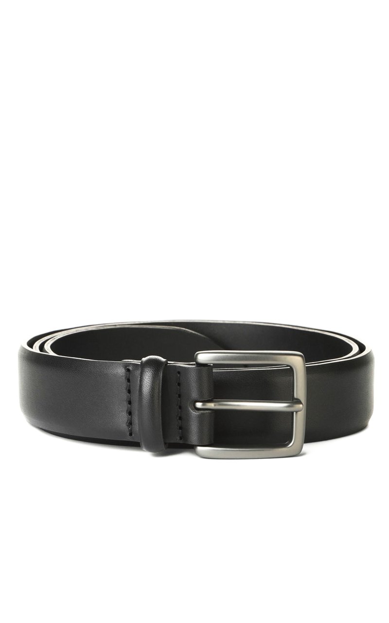 Orciani Brushed Leather Burnished Buckle Belt Zwart