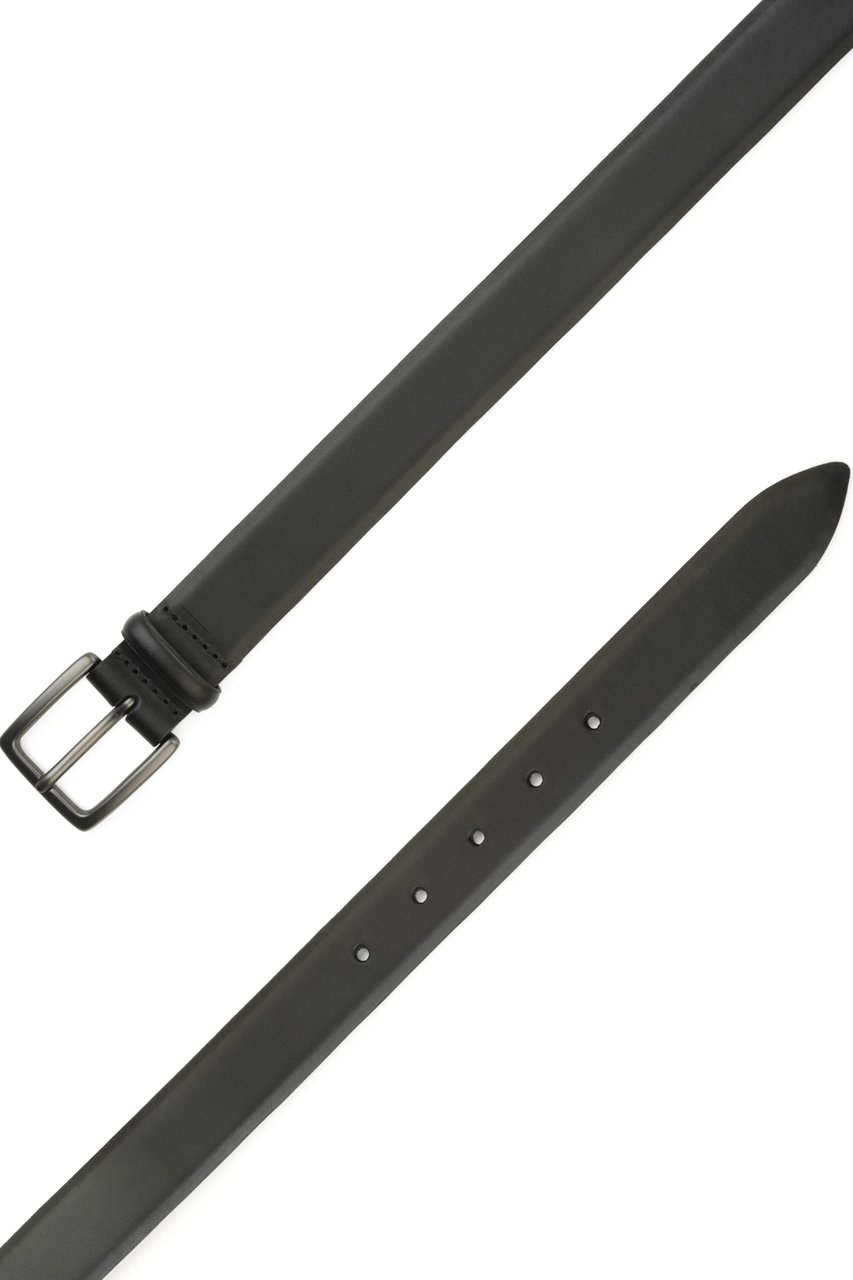 Orciani Brushed Leather Burnished Buckle Belt Zwart