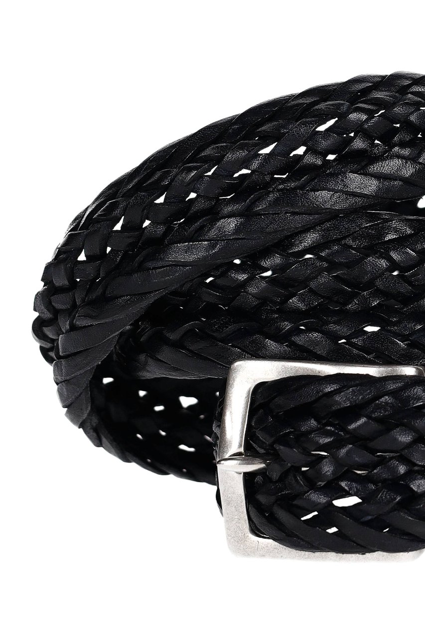 Orciani Tubular Braided Leather Belt Zwart