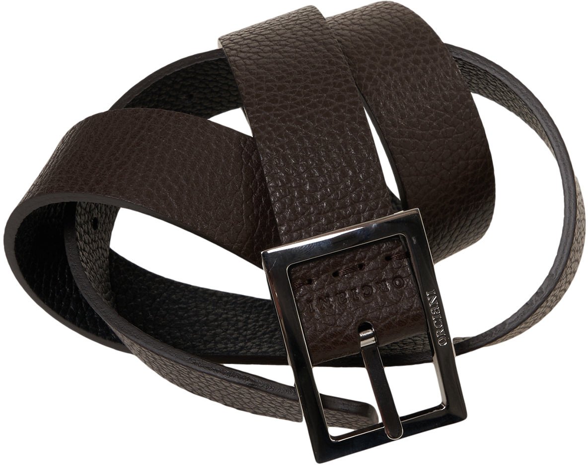 Orciani Grained leather belt Bruin