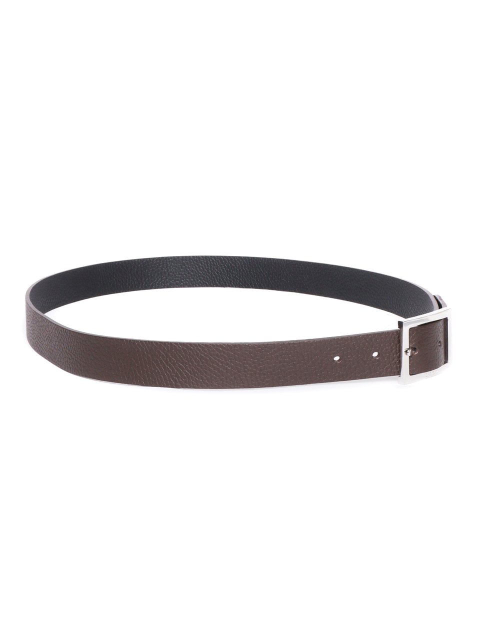 Orciani Textured Calf Rectangular Silver Belt Bruin