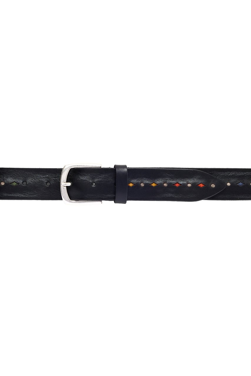 Orciani Leather Belt with Fabric Details Zwart