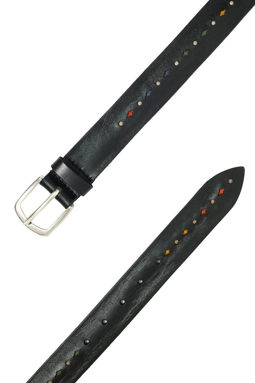Orciani Leather Belt with Fabric Details Zwart