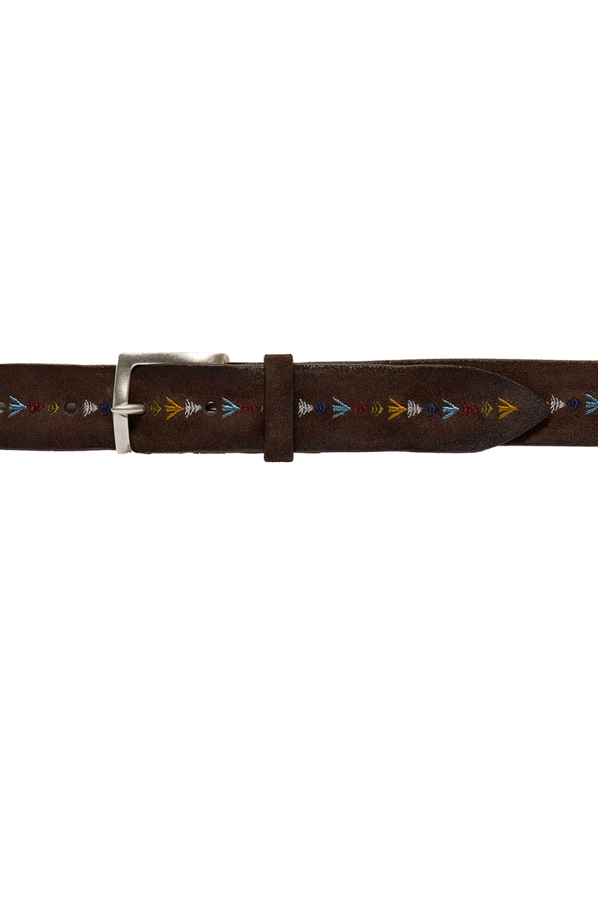 Orciani Embroidered Suede Leather Casual Belt Zwart
