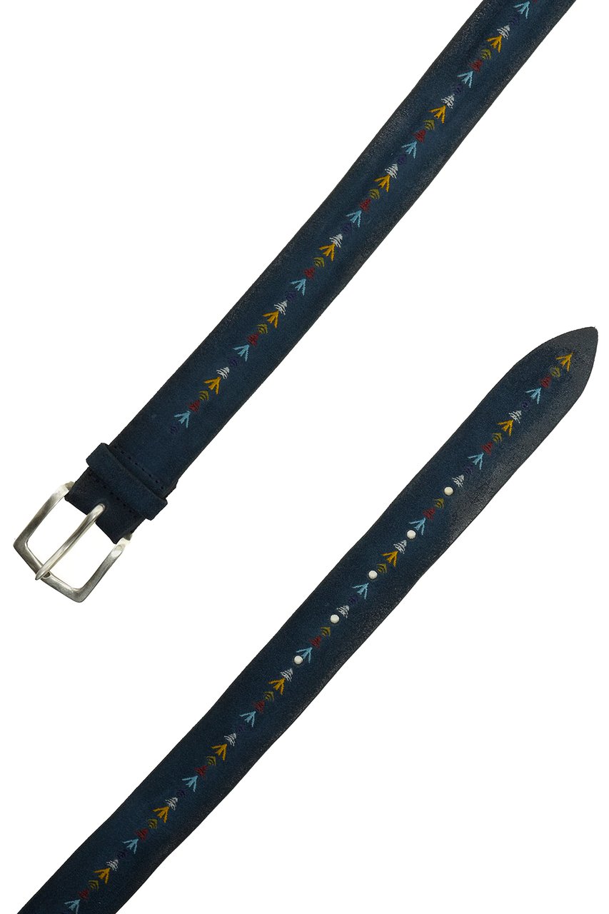 Orciani Embroidered Suede Leather Casual Belt Zwart