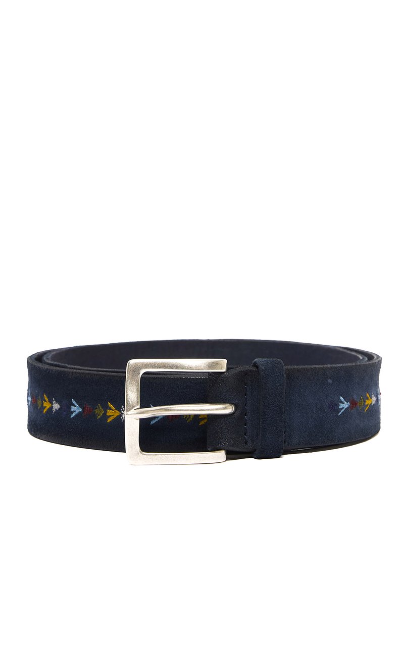 Orciani Embroidered Suede Leather Casual Belt Zwart