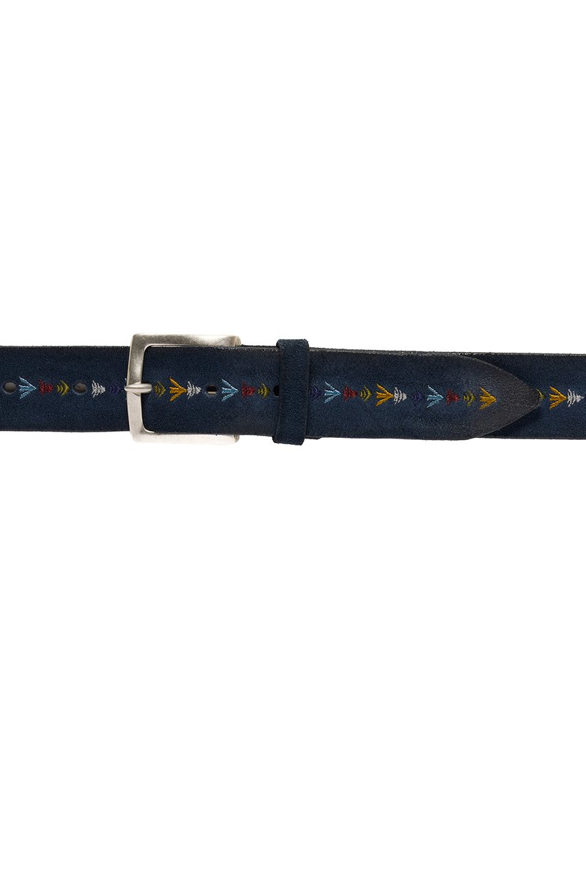 Orciani Embroidered Suede Leather Casual Belt Zwart