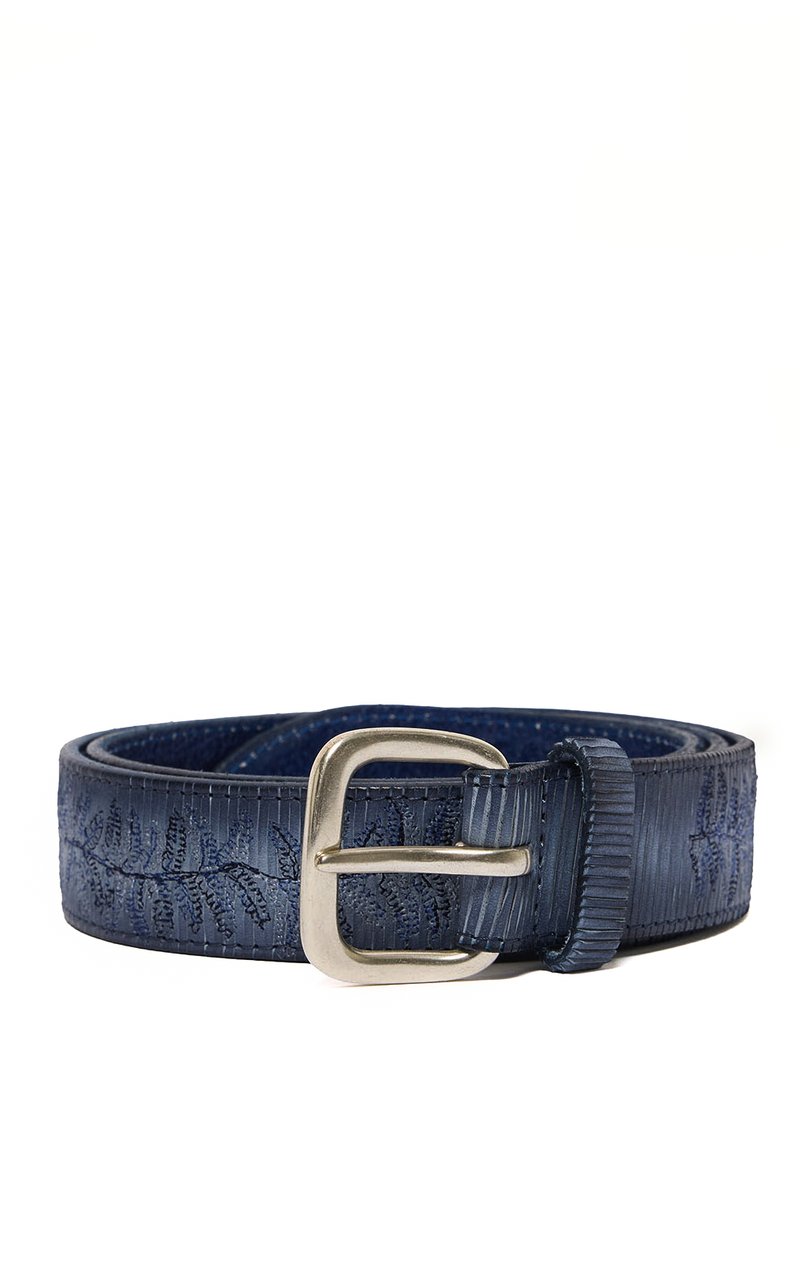 Orciani Blade Palm Laser-Cut Leather Belt Zwart