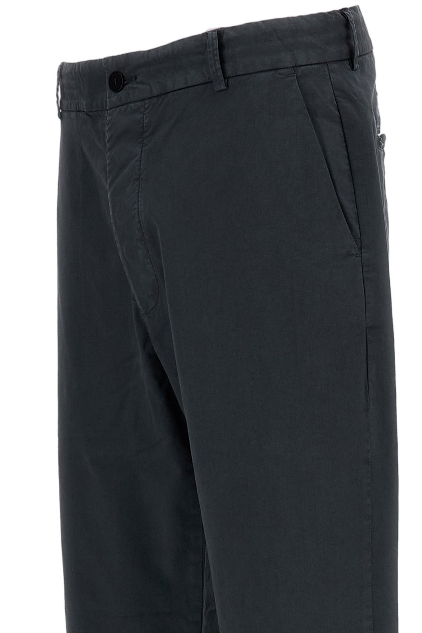 Original Vintage Straight Leg Cotton Twill Trousers with Flap Pockets Grijs