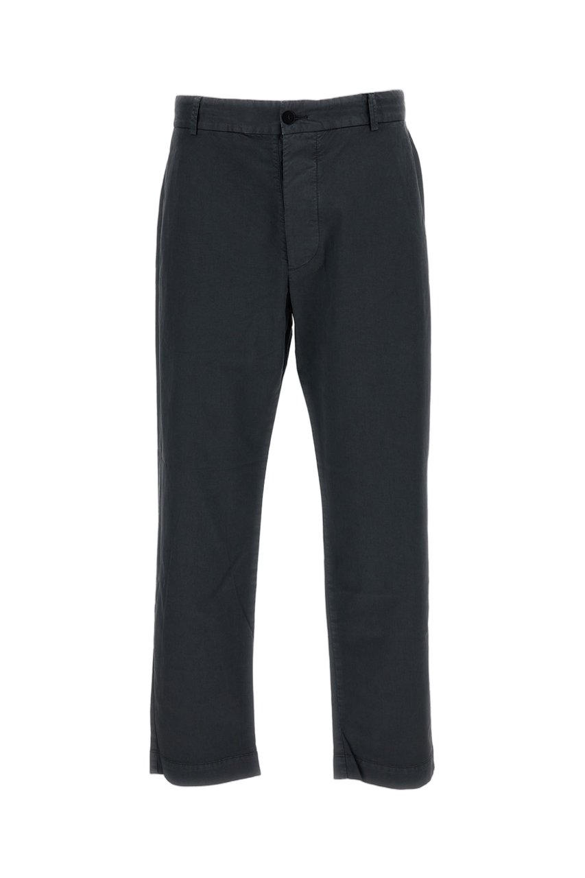 Original Vintage Straight Leg Cotton Twill Trousers with Flap Pockets Grijs
