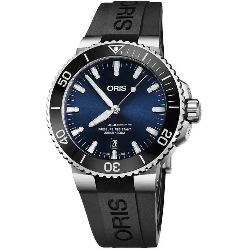 Oris Oris Aquis Date Zwarte Band Herenhorloge 43,5mm 30 ATM Zwart