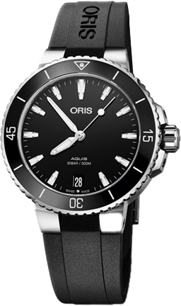 Oris Oris Aquis Date Black Dial Dameshorloge 36,5mm 30ATM Zwart