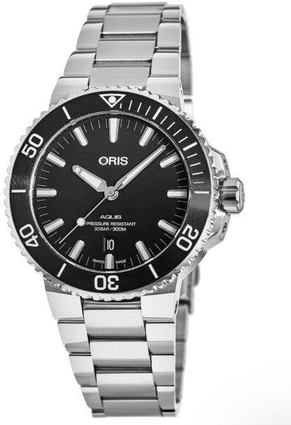 Oris Oris Aquis Date Black Dial Herenhorloge 39,5mm 30 ATM Zilver