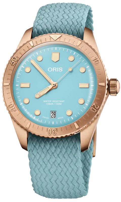 Oris Oris Divers Sixty-Five Cotton Candy Bronze Blue Unisex Horloge 38mm Blauw