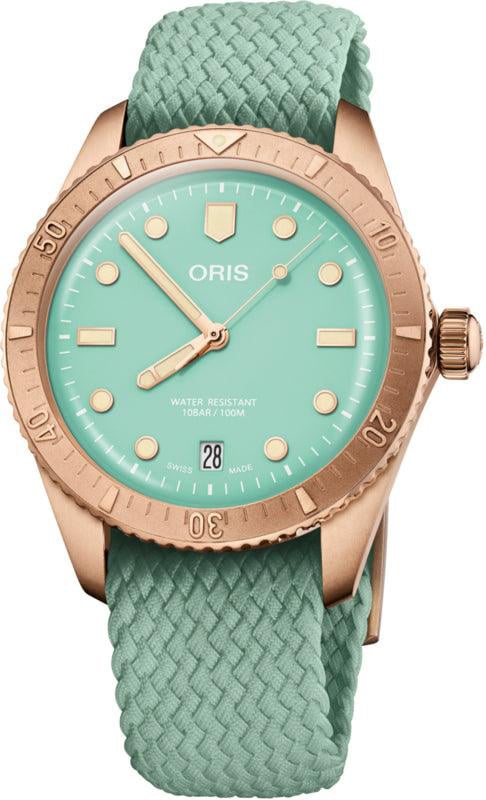 Oris Oris Divers Sixty-Five Cotton Candy Bronze Green Unisex Horloge 38mm Groen