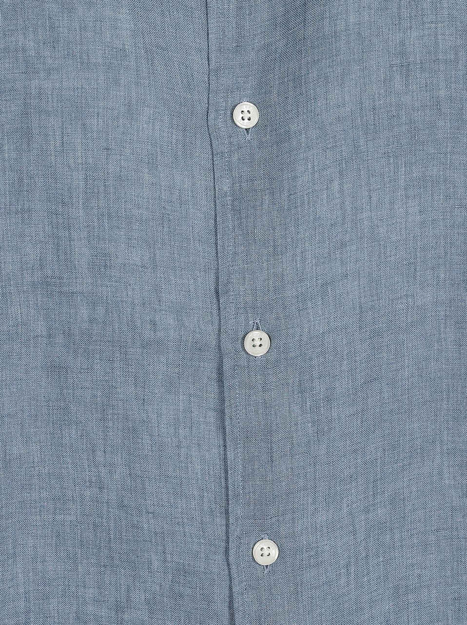 Orlebar Brown Button-Down Linen Shirt with Textured Finish Blauw