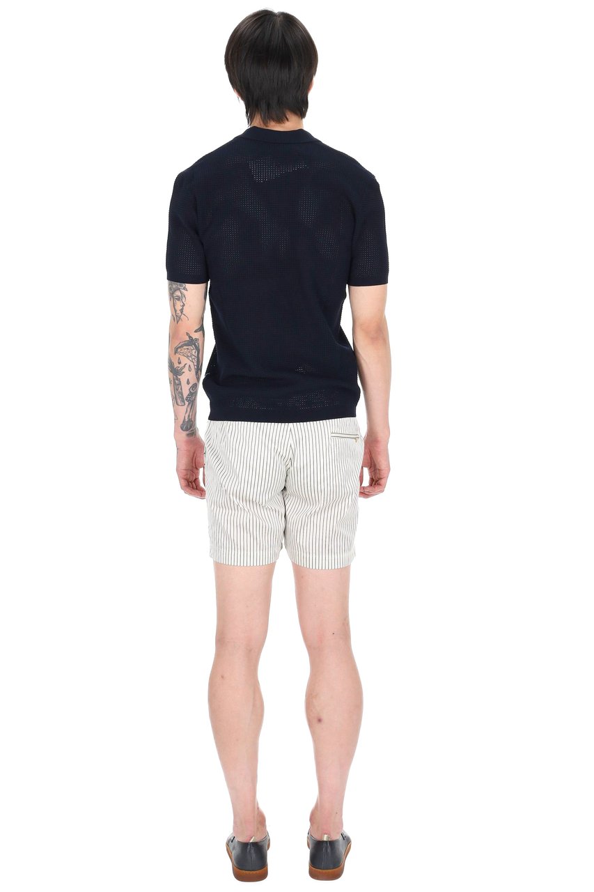 Orlebar Brown Roddy Tie Stitch Open Collar Polo Shirt Zwart