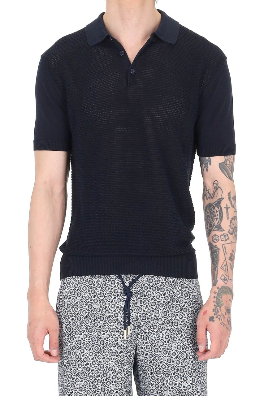 Orlebar Brown Burnham Tie Stitch Cotton-Silk Polo Shirt Zwart