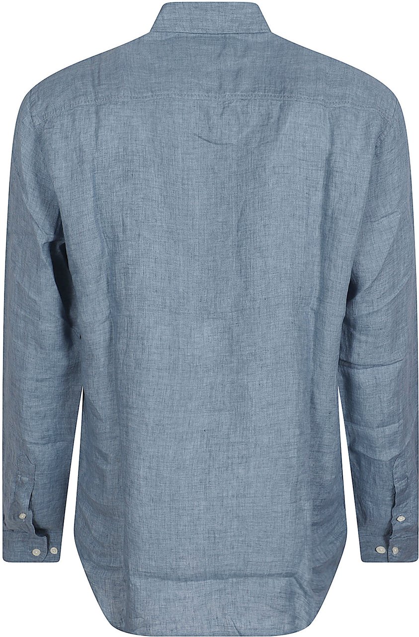 Orlebar Brown Button-Down Linen Shirt with Textured Finish Blauw