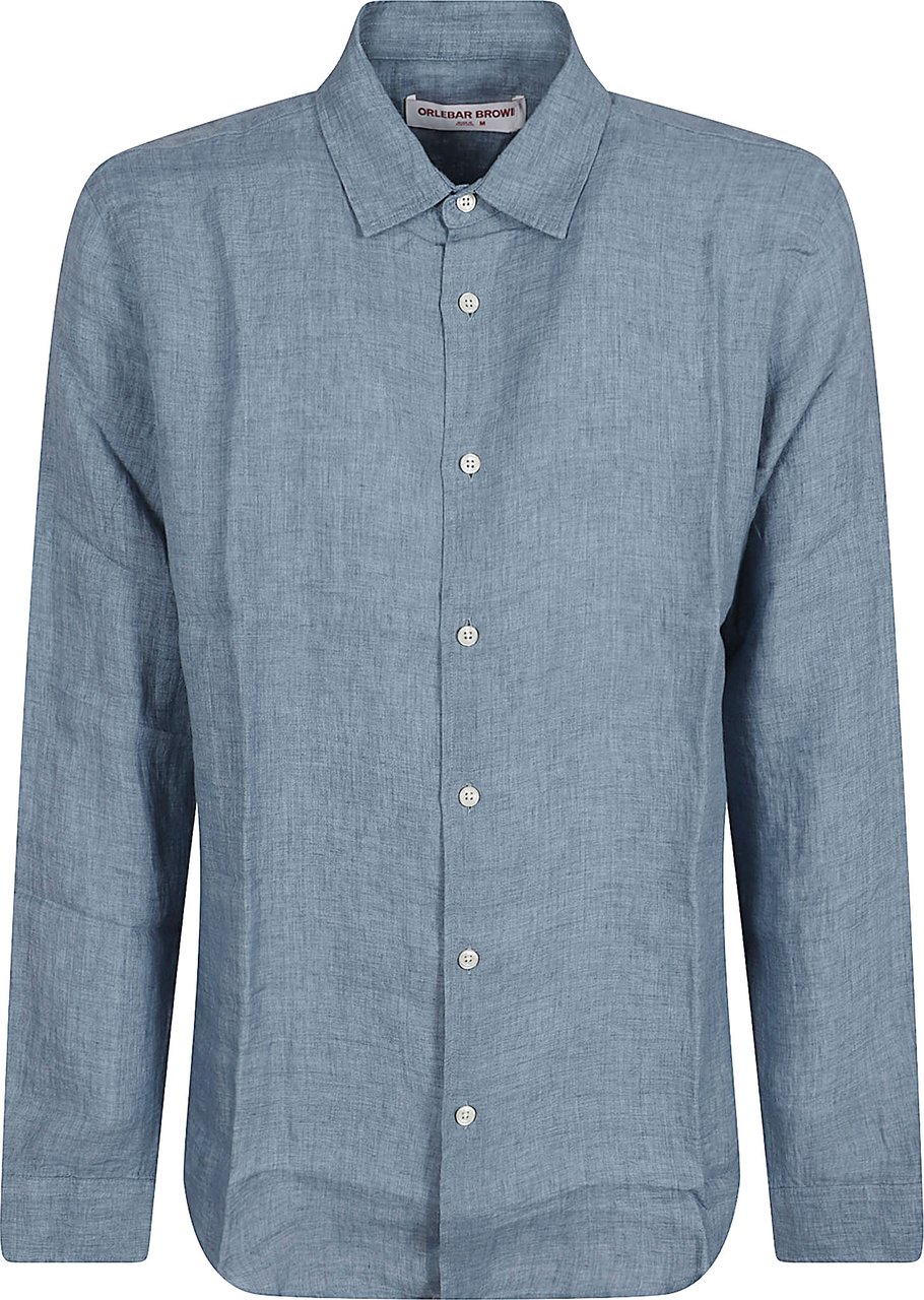 Orlebar Brown Button-Down Linen Shirt with Textured Finish Blauw