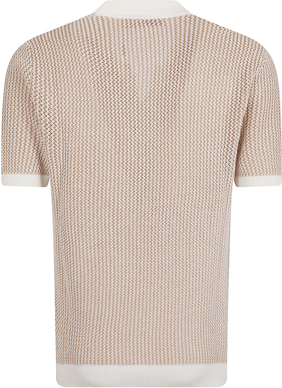 Orlebar Brown Textured Knit Polo Shirt with White Collar Neutraal