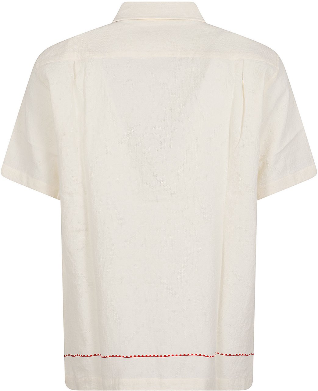 Orlebar Brown Textured Short-Sleeved Shirt with Embroidered Motifs Neutraal